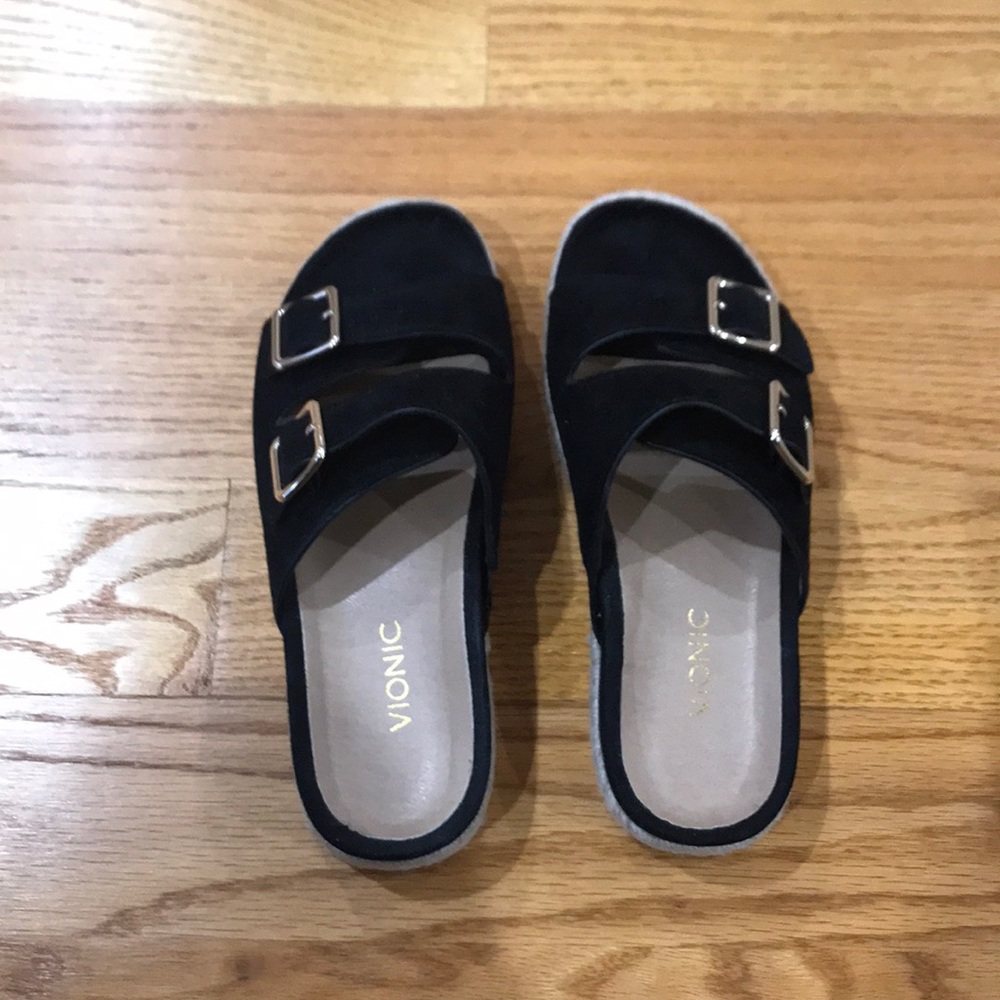 Black Suede Espadrille Slides